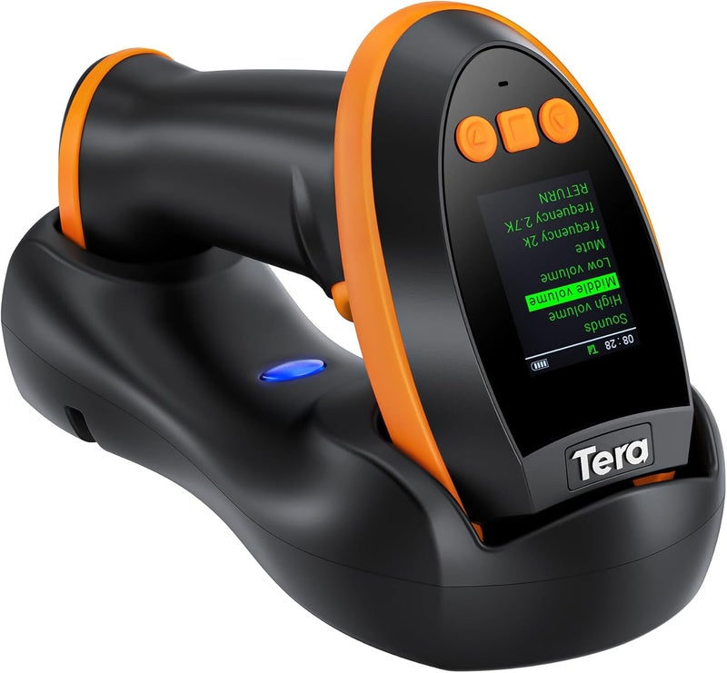 Tera Barcode Scanner Wireless with Screen: Pro Version 1D 2D QR with Setting Keypad Charging Cradle Works with Bluetooth 2.4G Wireless USB Wired Handheld Bar Code Reader HW0009 - Image 1